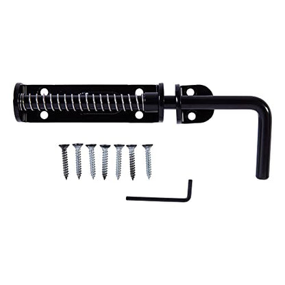 National Hardware Spring Loaded Heavy Duty Sliding Door Bolt, Steel, Black - color: Black
