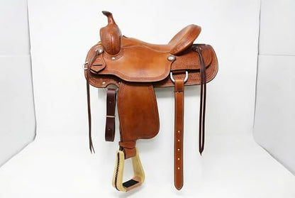 Horse Saddle 5" Wide Western Rawhide Covered Saddle Stirrups Tack 51217TN