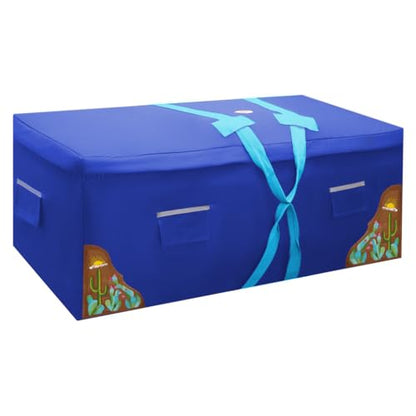 Large Hay Bale Bag – 44"x16"x20" Waterproof 1200D Nylon with Patented Ventilation Windows, Hand-Tooled Leather Cactus Sunrise Corners, Fits 2-String Bales, Ideal for Shows & Daily Use