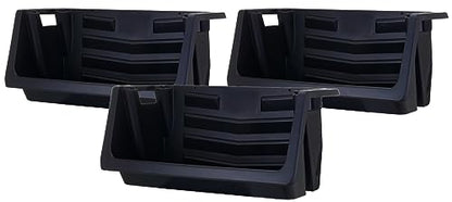 Mighty Tuff Heavy Duty Nesting Stack Bins, Pack of 3, Extra-Large Handles, Wide Front Opening, Interlocking, Stack Vertically, Holds Up to 100 Pounds, Black - size: Heavy Duty