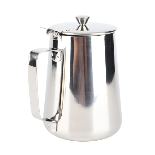 Milk Frother Cup, Stainless Steel Milk Frothing Pitcher, Milk Frothing Jug with Lid and Handle, Frothing Cup Pitcher, Coffee Frothing Mug for Office Home Kitchen (1500ML) - size: 1500ML