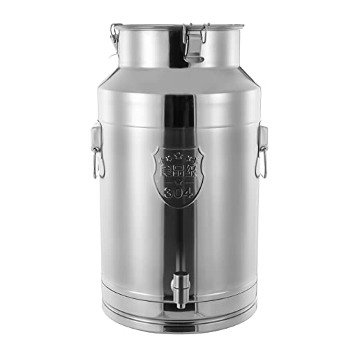35L/9.24Gallon Milk Can 304 Stainless Steel Seamless Milk Jug, Anti-Leak Liquid Storage Container with Faucet,Tight Lid and Handle - size: 35L