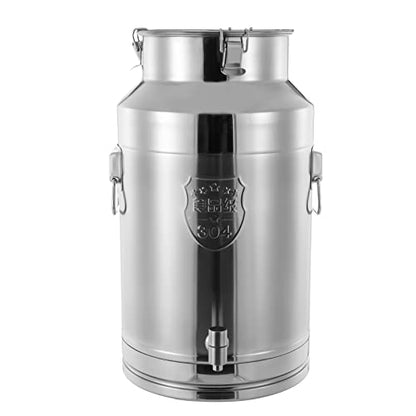 35L/9.24Gallon Milk Can 304 Stainless Steel Seamless Milk Jug, Anti-Leak Liquid Storage Container with Faucet,Tight Lid and Handle - size: 35L