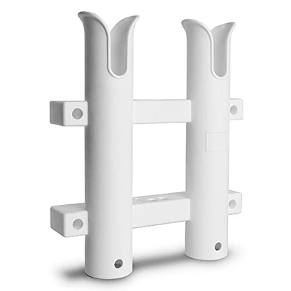 Five Oceans Wall Mounted Fishing Rod Holders Tubes - 2-Pole Fishing Rod Holder Rack - UV-Resistant ABS Plastic, White, Mounting Hardware Included - FO4331