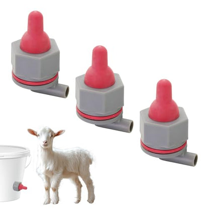 3 Pack Goat Nipple Soft Rubber Lamb Milk Nipples with Fixed Base - color: Red+Grey, size: 1 Count (Pack of 3)
