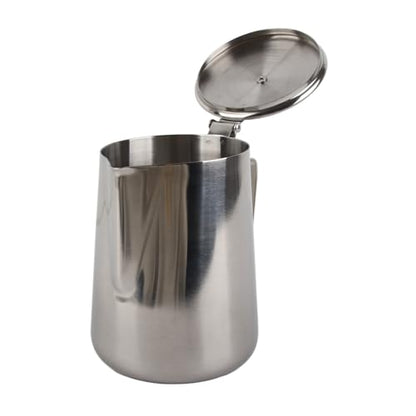 Ejoyous Stainless Steel Milk Frothing Pitcher, Coffee Cup Mug Milk Frothing Pitcher Jug with Lid for Latte Coffee Art Office Kitchen (1000ML)