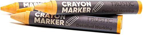 Universal Crayon Wax Marker for Industrial and Craft Detailed Marking on Lumber Metal Carton Ceramics Concrete Glass Plastic Tire 4 x 1/2", Pack of 12 (Yellow) - color: Yellow