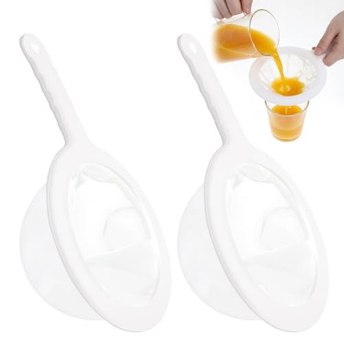 Plastic Fine Mesh Sieve with Handle, 2 PCS Ultra-Fine Nylon Mesh Strainer for Juicing Kitchen Filter Tool Separation Net for Juice, Soy Milk, Coffee, Yogurt, Tea Leaf Filter, Honey, Wine (200 mesh)