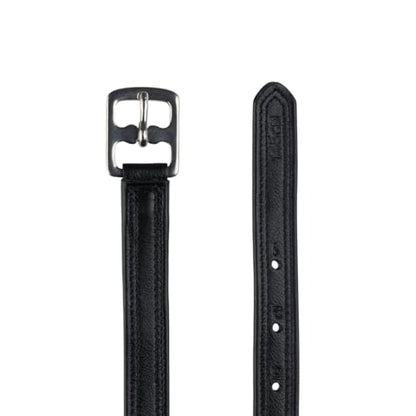 HORZE Double Stitched Adjustable Stirrup Leathers with Nylon (Pair) - color: Black, size: 58"