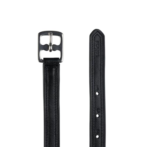 HORZE Double Stitched Adjustable Stirrup Leathers with Nylon (Pair) - color: Black, size: 50"