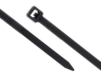 Secure 4 Inch UV Black 18 lb Miniature Nylon Cable Tie - 100 Pack - color: Black, size: 4 Inch