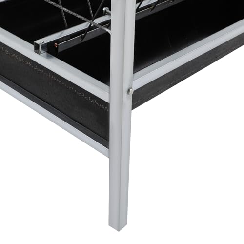 Hay Feeder, Livestock Feed Trough with 2-in-1 Hay and Grain Feeder, Heavy Duty Steel Frame and Deeper Pan Hay Rack, Feeding Station for Sheep, Calf, Cow, Horse, Goats for Pasture, Farm (Black) - color: Black