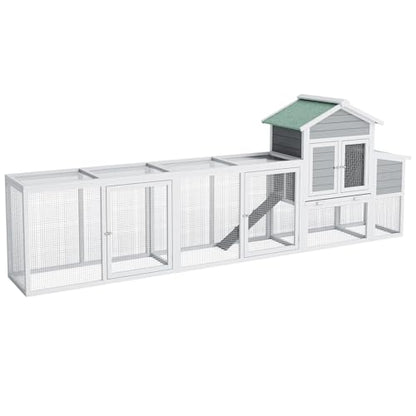 GarveeHome 122-Inch Large Chicken Coop with Outdoor Run, Spacious Poultry House with Nesting Box, Removable Tray for Easy Maintenance, Chicken Hutch for Backyard Poultry Keeping