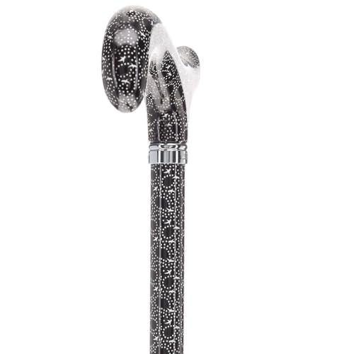 Royal RC Canes Walking Sticks for Men and Women - Stylish Designer Fashionable Adjustable Derby Canes - Lightweight Aluminum Cool Walking Sticks with HD Patterns - color: Back / White