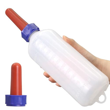 1L Calf Nursing Bottle with Rubber Screw-On Replacement Nipple