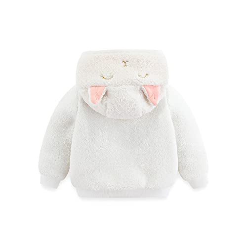Newborn Infant Baby Boys Girls Cartoon Fleece Hooded Jacket Coat with Ears Warm Todder Kids Outwear Coat Zipper Up 0-6Y - color: White, size: 12-18 Months