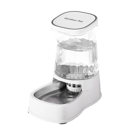 Automatic Dog Water Dispenser, Stainless Steel Bowls Feeder, 100% BPA-Free - color: White, size: 2.1 Gallon