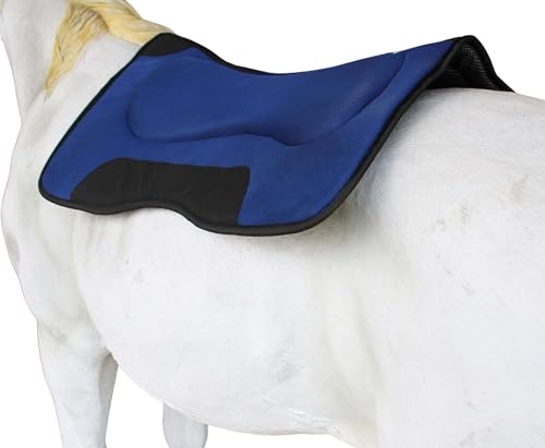 CHALLENGER Western Shock Absorbing Saddle Pad – Breathable Mesh Top, Non-Slip Neoprene Bottom, Contoured Wither Relief – 31" Spine x 18" Drop