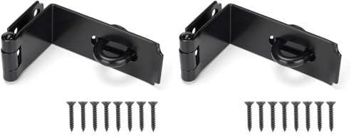HILLMASTER Door Hasp Latch 90 Degree, 7-3/4" Extra Thick Heavy Duty Steel Safety Gate Door Lock Padlock Clasp Hasp Lock Latch for Fence Gate Barn Door Shed Closet Cabinet, Black Finish (Pack of 2) - size: Bendable (Pack of 2)