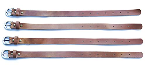Jeereal Genuine Leather Stirrup Straps (4 Pack) with Metal Buckle Adjustable Length - color: Bourbon Brown