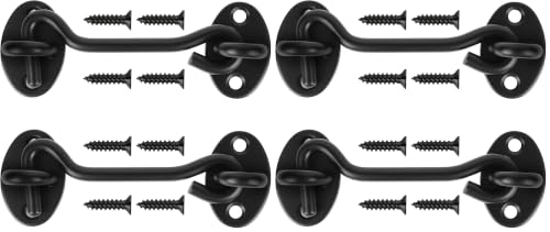 4" Black Stainless Steel Gate Latch, Barn Door Lock with Screws, Privacy Hook for Inside Door, Fence, Window, 2 PCS (Pack of 2) - color: Black, size: 4"-2PCS (Pack of 2)