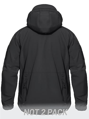 TACVASEN Men's Tactical Softshell Jacket Winter Soft Warm Fleece Lined - color: Black, size: Small
