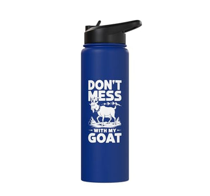 Don´t Mess With My Goat Cute Coat Pygmy Goat Farmer Stainless Steel Insulated Water Bottle - color: Royal Blue