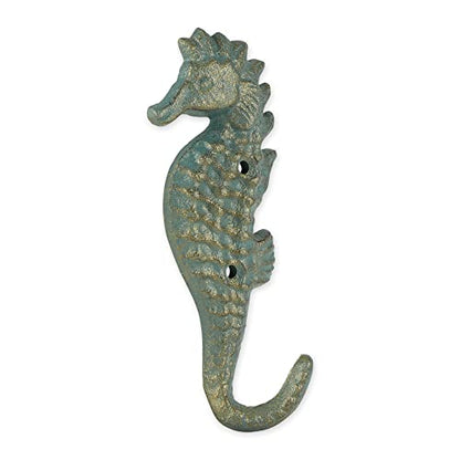 DII Cast Iron Decorative Wall Hook Set, Seahorse, 2 Count - size: Seahorse