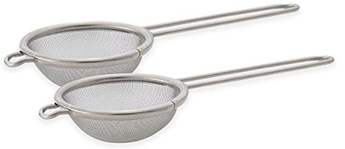 HIC Kitchen Fine Mesh Tea Strainer With Helper Handle, 18/8 Stainless Steel, 2.75-Inch, For Sifting, Straining, And Brewing Tea, Coffee, Or Cocktails, Set of 2 - color: Mini Mesh Strainer, size: Set of 2