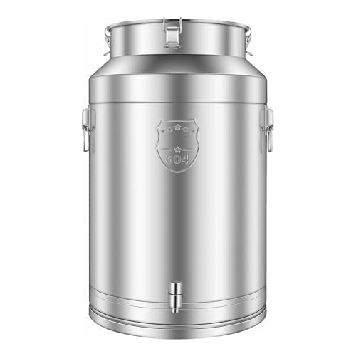 Milk Can Thickened 304 Stainless Steel Wine Pail Bucket Heavy Duty Liquid Storage Barrel Transport Cans Tote Jug with Sealed Lid & Faucet 76L/20.08Gallon - size: 76L/20.08Gal