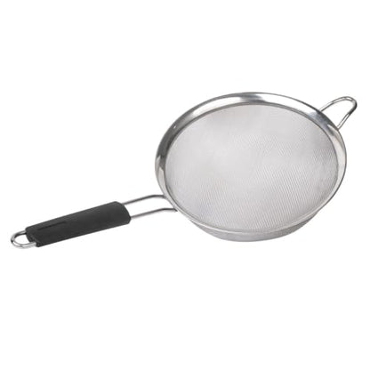 HIC Kitchen Fine Mesh Strainer, 8-Inch, Stainless Steel And Silicone | Support Handle, Silicone Comfort Grip, Fine Mesh Filtration, Non-Reactive, Dishwasher Safe - size: 8-Inch