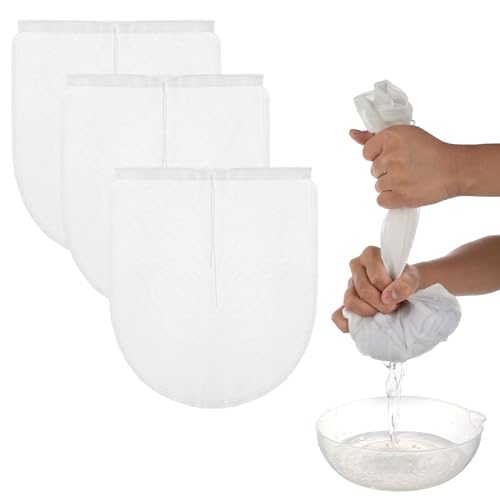 COMNICO Cheese Bags, 3 Pack 12" x 10" Nylon Reusable Fine Mesh Cheesecloth Strainer Nut Tea Beer Juice Filter Cloth for Cold Brew Coffee Yogurt Almond Soy Oat Milk | Nylon, Reusable, Fine Mesh, Filter Cloth, for Cold Brew Coffee, Yogurt, Almond, Soy, Oat