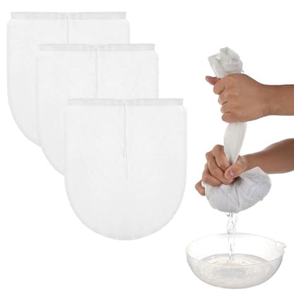 COMNICO Cheese Bags, 3 Pack 12" x 10" Nylon Reusable Fine Mesh Cheesecloth Strainer Nut Tea Beer Juice Filter Cloth for Cold Brew Coffee Yogurt Almond Soy Oat Milk | Nylon, Reusable, Fine Mesh, Filter Cloth, for Cold Brew Coffee, Yogurt, Almond, Soy, Oat