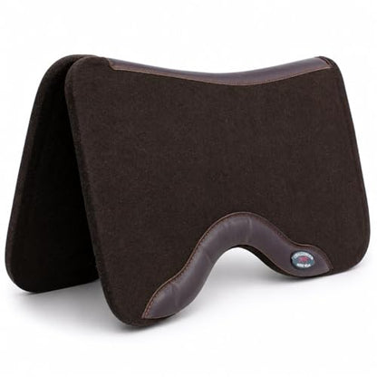 Horse SADDLE PAD Western Contoured Wool Felt Moisture Wicking Black 39RT - color: Brown/Brown