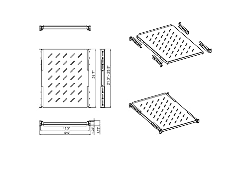 Aeons 1U 19-inch Fixed Rack Server Shelf Vented 4 Post Rack Mount Shelf 21.5 inches Adjustable Mounting Depth, for IT Data Network Cabinet Enclosure Equipment - style: 21.3" - 23.3" Fixed