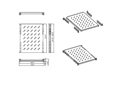 Aeons 1U 19-inch Fixed Rack Server Shelf Vented 4 Post Rack Mount Shelf 21.5 inches Adjustable Mounting Depth, for IT Data Network Cabinet Enclosure Equipment - style: 21.3" - 23.3" Fixed