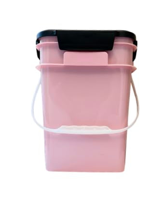 House Naturals 4 Gallon Square Food Grade Bucket Pail with Plastic Handles and Lid (Pack of 3) Made in USA containers (Pink - Black lids) - color: Pink - Black Lids