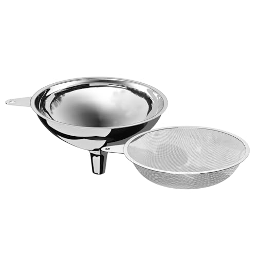 Serinar Stainless Steel Large Funnel with Filter (5.7 in. X 0.55 in. Mouth) and 50 Mesh Stainless Steel Food Filter for Bottle, Oil, Juice, Coffee, Honey, Milk