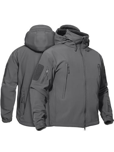 TACVASEN Men's Tactical Softshell Jacket Winter Soft Warm Fleece Lined - color: Gray, size: XX-Large