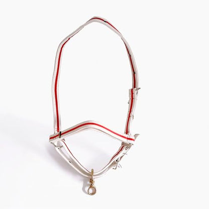 Cattle Halter Calf Halter Cow Halters with Heavy-Duty Brass Buckle, Easy-Clean Suede-Like Material, Adjustable Design for Calves, Adult Cattle, and Small Ponies (White, Large) - size: Large