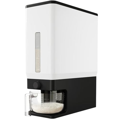 Lifewit Rice Dispenser 25 Lbs, Airtight Storage with Measuring Cup, Black - color: Black