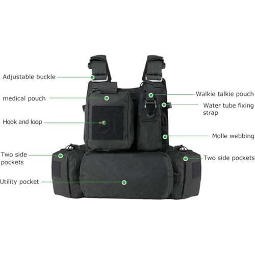 YAKEDA Tactical Training Vest with PALS System - Multi-Pocket Adjustable Straps Quick-Release Buckle for Hunting - color: Black2.0