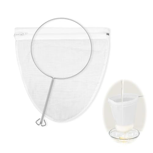 Medium Ultra Fine Mesh Strainer Bags, Reusable with Stainless Steel Handle - color: Medium