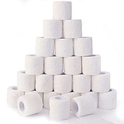24 Pack White Self Adhesive Bandage, 2” x 5 Yards Medical Wrap, Cohesive Bandage Wrap, White Tape Baseball, Self Stick Bandage Tpae, First Aid Gauze for Ankle, Leg, Arm - color: White, size: 2 Inch