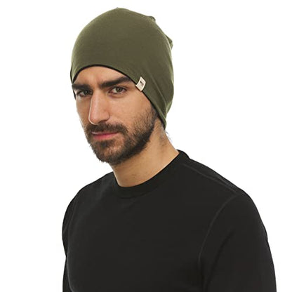 Minus33 Merino Wool Micro Weight Reversible Beanie - color: Olive Drab / Black