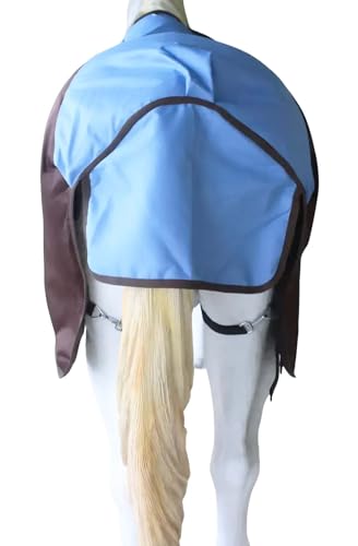 1200D Horse Turnout Blanket Waterproof, Breathable, Heavy-Weight Winter Blanket with 300g Fill, Ripstop Outer Shell - color: Sky Blue/Brown, size: 78 inches