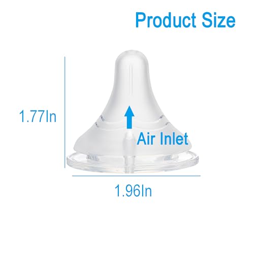 Silicone Nipple Compatible with Pigeon Bottle，Size S，Slow Flow，Fit for 1m+，6Pack