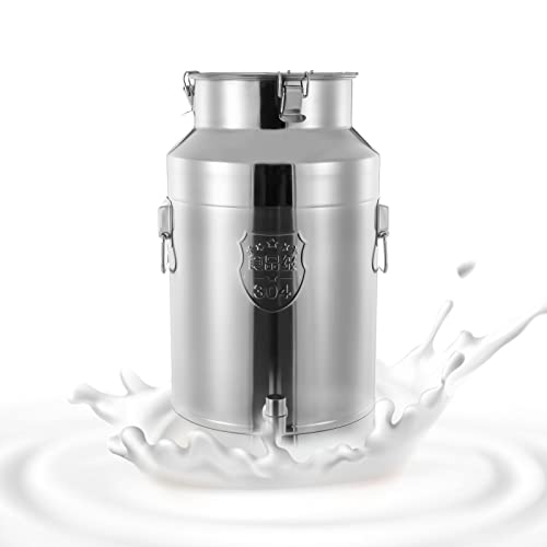Milk Can Thickened 304 Stainless Steel Wine Pail Bucket Heavy Duty Liquid Storage Barrel Transport Cans Tote Jug with Sealed Lid & Faucet 35L/9.24Gallon - size: 35L/9.24Gal