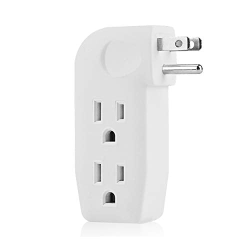 3 Way Outlet Vertical Wall Tap Splitter Adapter with 3 Prong Plug. - color: white/1PK