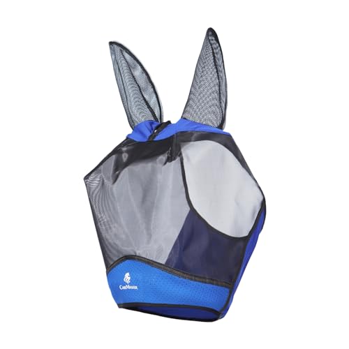 Horse Fly Mask Large Space Breathable UV Protection Equine Mask with Reflective Features on Ears Royal Blue M